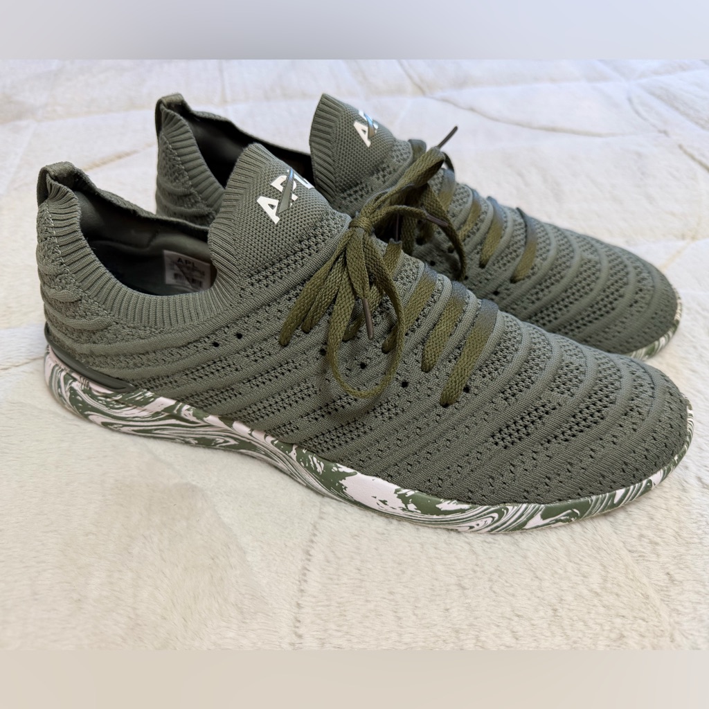 $270 Apl Athletic Propulsion Labs Techloom Wave Olive Green Knit Men's Shoes 13